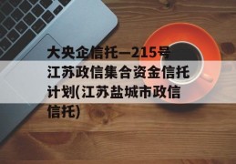 大央企信托—215号江苏政信集合资金信托计划(江苏盐城市政信信托)