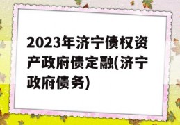 2023年济宁债权资产政府债定融(济宁 政府债务)