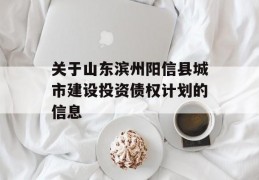 关于山东滨州阳信县城市建设投资债权计划的信息