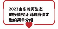 2023山东潍河生态城投债权计划政府债定融的简单介绍