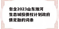 包含2023山东潍河生态城投债权计划政府债定融的词条