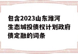 包含2023山东潍河生态城投债权计划政府债定融的词条