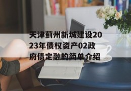 天津蓟州新城建设2023年债权资产02政府债定融的简单介绍