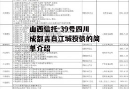 山西信托-39号四川成都青白江城投债的简单介绍