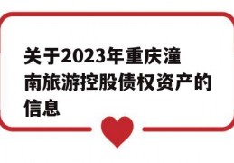 关于2023年重庆潼南旅游控股债权资产的信息