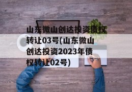 山东微山创达投资债权转让03号(山东微山创达投资2023年债权转让02号)