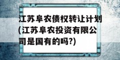 江苏阜农债权转让计划(江苏阜农投资有限公司是国有的吗?)