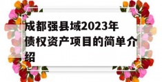 成都强县域2023年债权资产项目的简单介绍