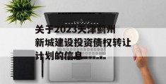 关于2023天津蓟州新城建设投资债权转让计划的信息