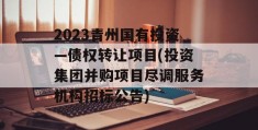 2023青州国有投资—债权转让项目(投资集团并购项目尽调服务机构招标公告)