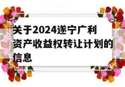 关于2024遂宁广利资产收益权转让计划的信息