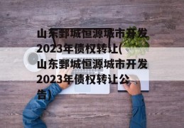 山东鄄城恒源城市开发2023年债权转让(山东鄄城恒源城市开发2023年债权转让公告)