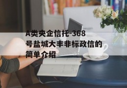 A类央企信托-368号盐城大丰非标政信的简单介绍