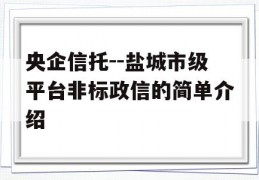 央企信托--盐城市级平台非标政信的简单介绍