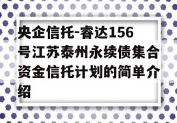 央企信托-睿达156号江苏泰州永续债集合资金信托计划的简单介绍