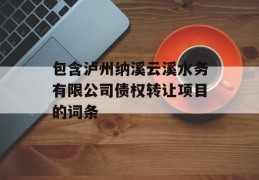 包含泸州纳溪云溪水务有限公司债权转让项目的词条