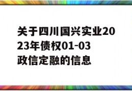 关于四川国兴实业2023年债权01-03政信定融的信息