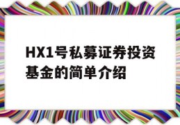 HX1号私募证券投资基金的简单介绍