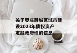 关于枣庄薛城区城市建设2023年债权资产定融政府债的信息