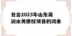 包含2023年山东晟润水务债权项目的词条