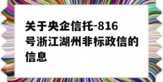 关于央企信托-816号浙江湖州非标政信的信息