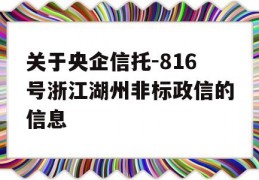 关于央企信托-816号浙江湖州非标政信的信息