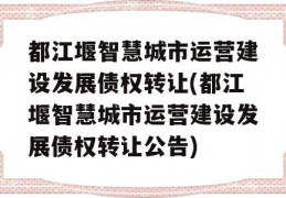 都江堰智慧城市运营建设发展债权转让(都江堰智慧城市运营建设发展债权转让公告)