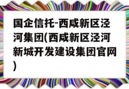 国企信托-西咸新区泾河集团(西咸新区泾河新城开发建设集团官网)