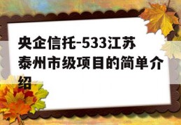 央企信托-533江苏泰州市级项目的简单介绍