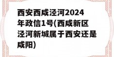 西安西咸泾河2024年政信1号(西咸新区泾河新城属于西安还是咸阳)