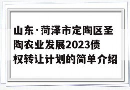 山东·菏泽市定陶区圣陶农业发展2023债权转让计划的简单介绍