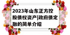 2023年山东正方控股债权资产|政府债定融的简单介绍