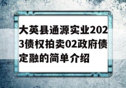 大英县通源实业2023债权拍卖02政府债定融的简单介绍