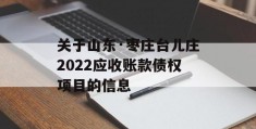 关于山东·枣庄台儿庄2022应收账款债权项目的信息