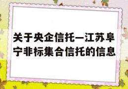 关于央企信托—江苏阜宁非标集合信托的信息