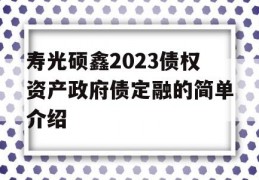 寿光硕鑫2023债权资产政府债定融的简单介绍