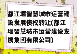 都江堰智慧城市运营建设发展债权转让(都江堰智慧城市运营建设发展集团有限公司)