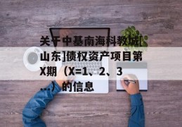 关于中基南海科教城[山东]债权资产项目第X期（X=1、2、3...）的信息