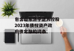 包含山东济宁正方控股2023年债权资产政府债定融的词条