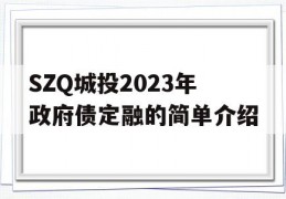 SZQ城投2023年政府债定融的简单介绍