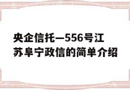 央企信托—556号江苏阜宁政信的简单介绍