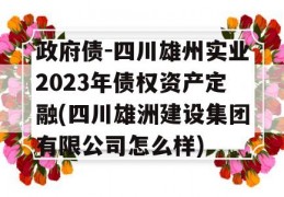 政府债-四川雄州实业2023年债权资产定融(四川雄洲建设集团有限公司怎么样)