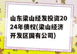 山东梁山经发投资2024年债权(梁山经济开发区国有公司)