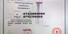 关于齐河城建城投债权资产转让项目的信息