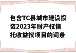 包含TC县城市建设投资2023年财产权信托收益权项目的词条