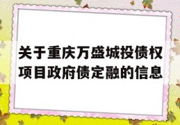 关于重庆万盛城投债权项目政府债定融的信息