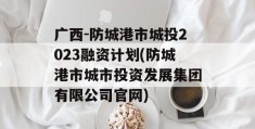 广西-防城港市城投2023融资计划(防城港市城市投资发展集团有限公司官网)