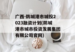 广西-防城港市城投2023融资计划(防城港市城市投资发展集团有限公司官网)