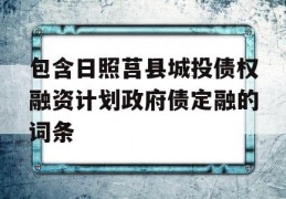 包含日照莒县城投债权融资计划政府债定融的词条