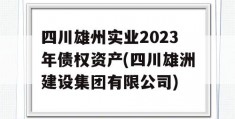 四川雄州实业2023年债权资产(四川雄洲建设集团有限公司)